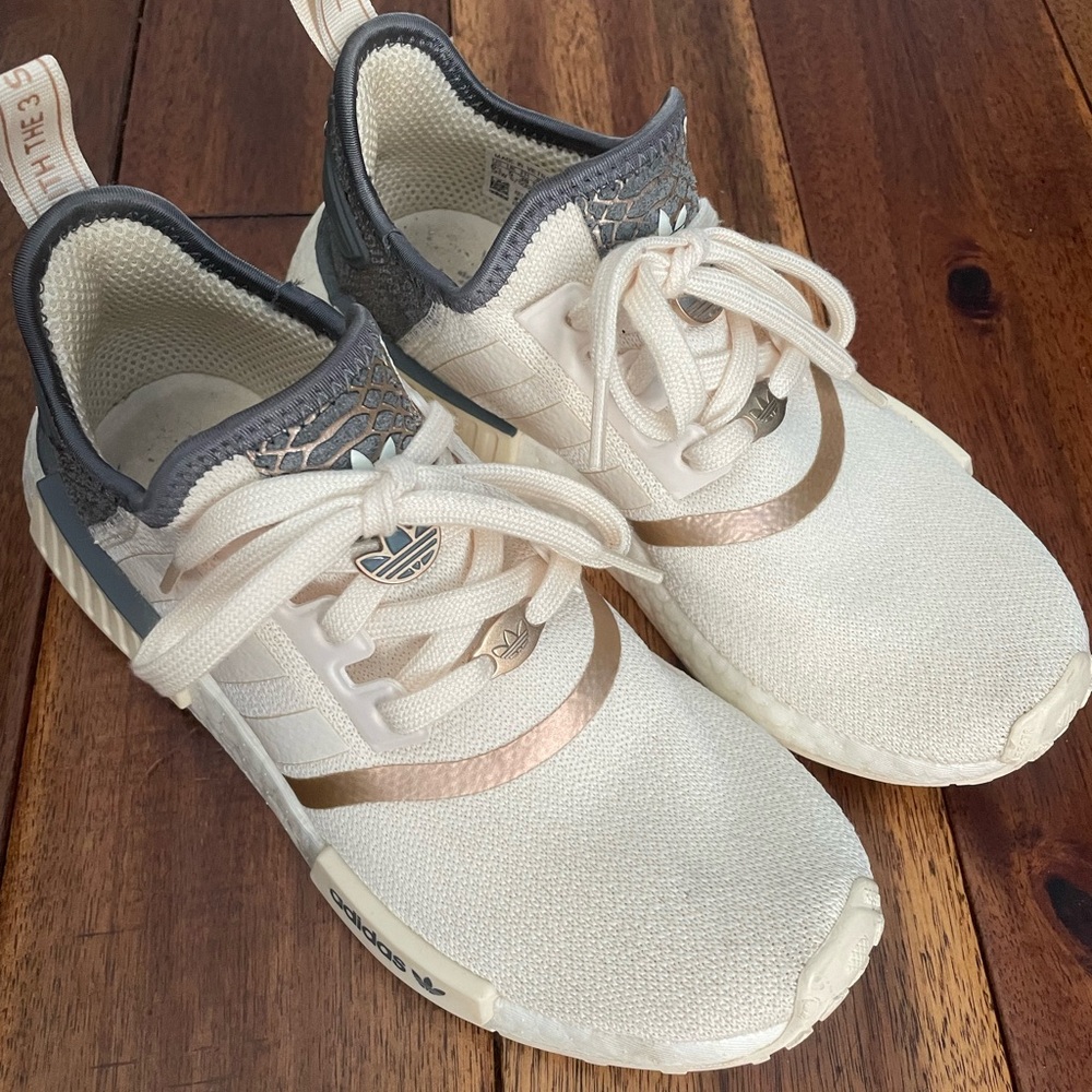Adidas Cream and Metallic Sneakers